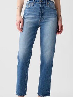 Gap Cheeky Straight Jeans High Rise Medium Wash Button Fly Women’s 27